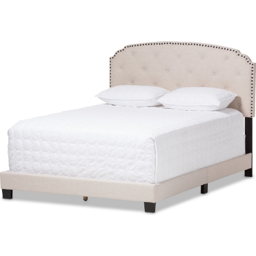 Lexi Full Bed in Light Beige Fabric